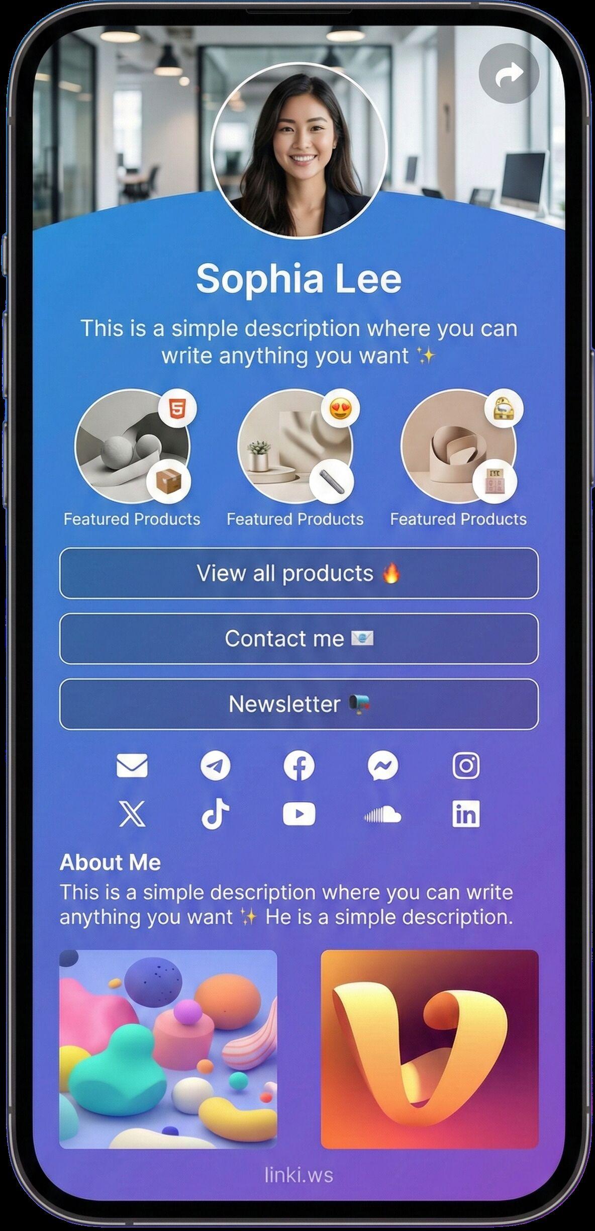 Screenshot of biolink page examples